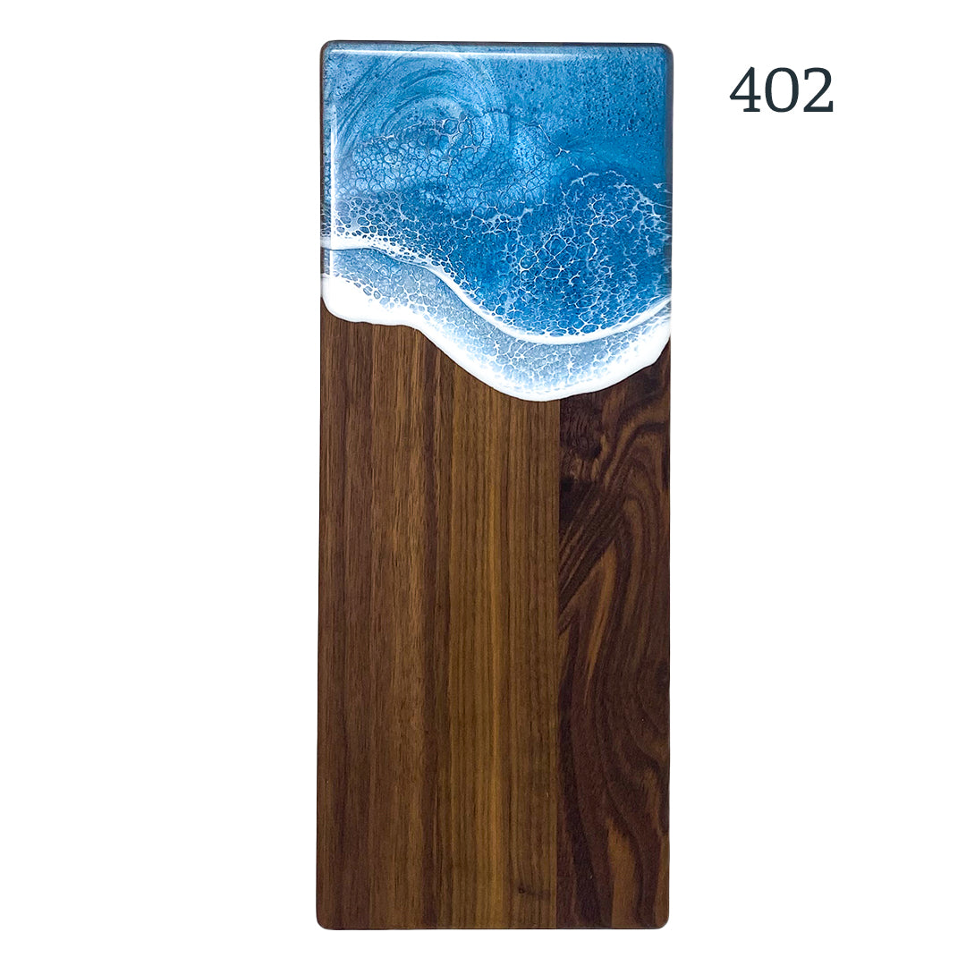 Small Walnut Ocean Waves Serving Boards
