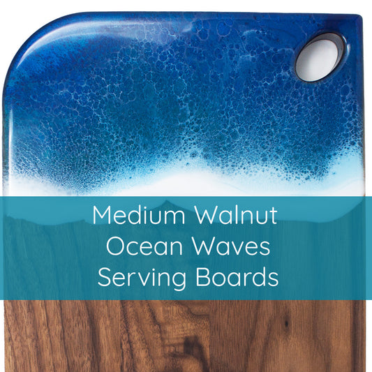 Medium Walnut Ocean Waves Serving Boards