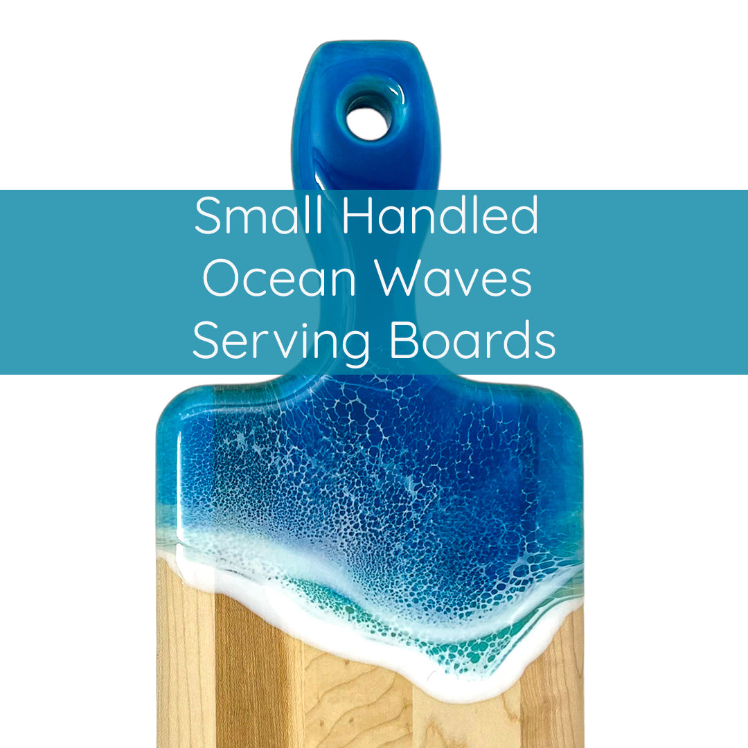 Small Handled Ocean Waves Serving Boards