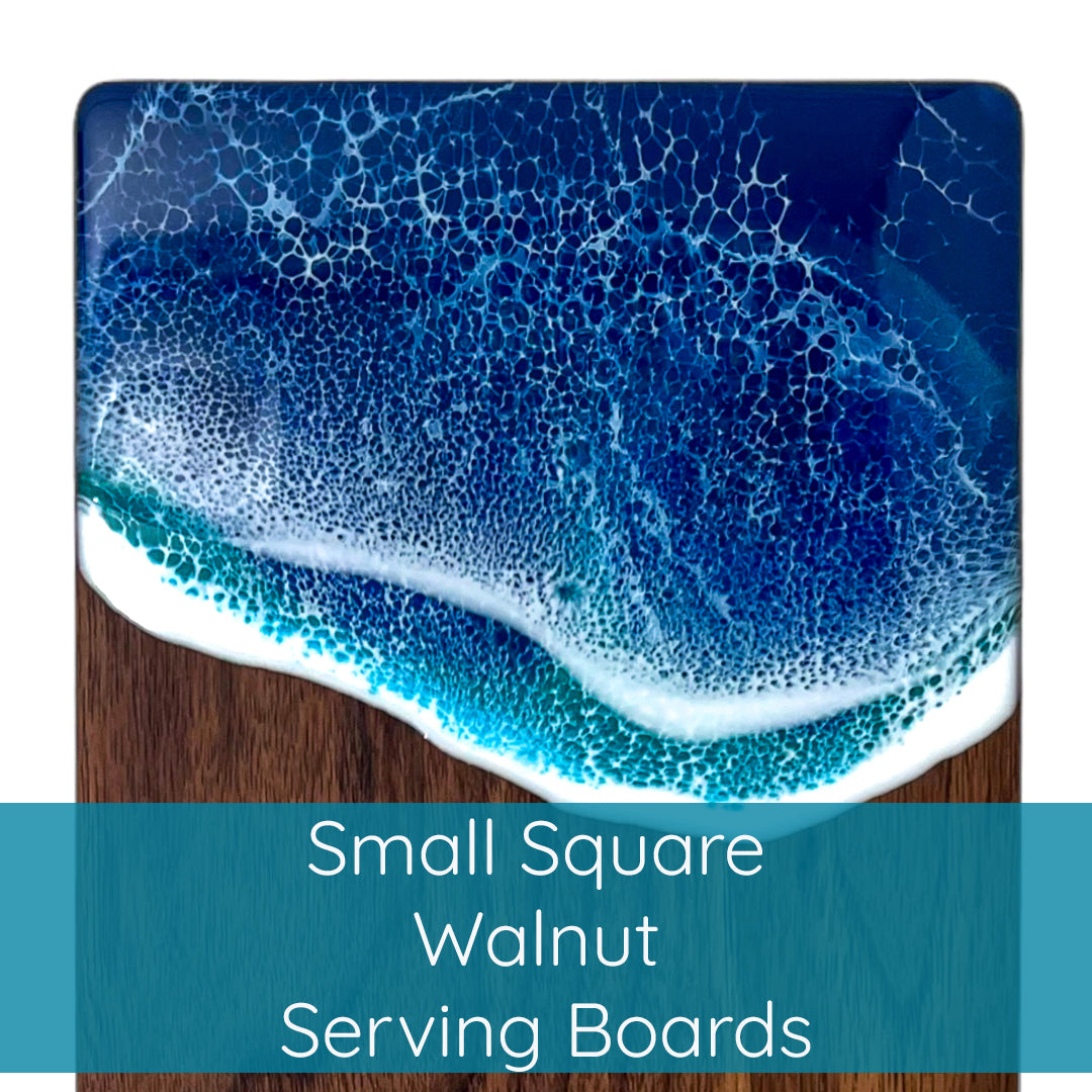 Small Walnut Ocean Waves Serving Boards